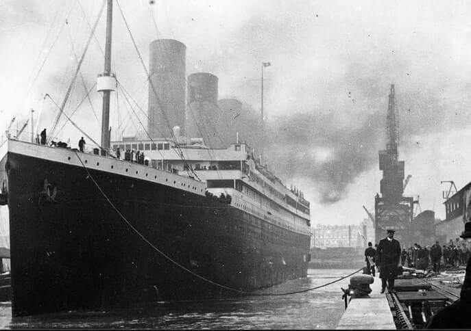 An old photo of the Titanic in Cobh