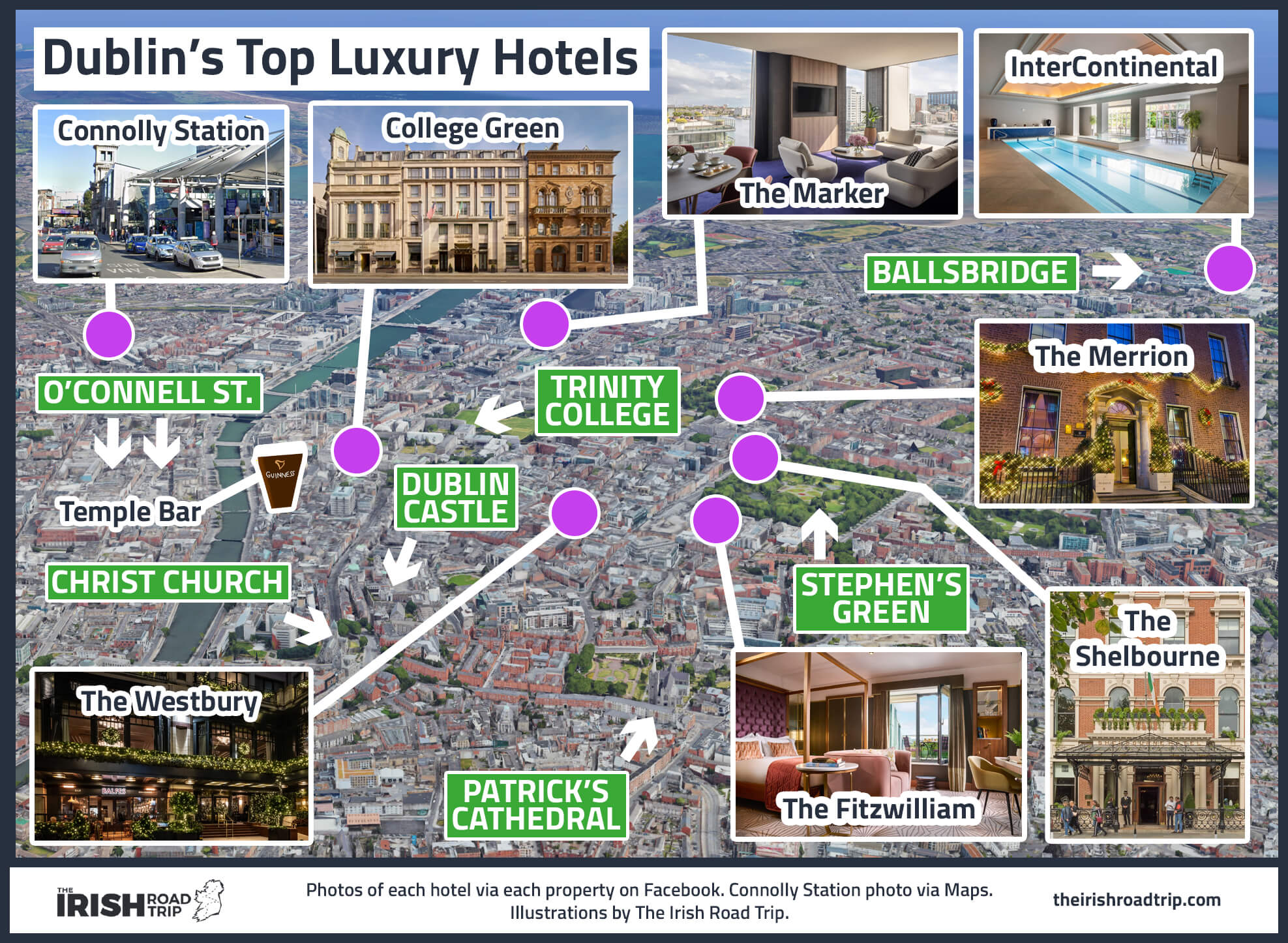 a map of the 5 star hotels in dublin