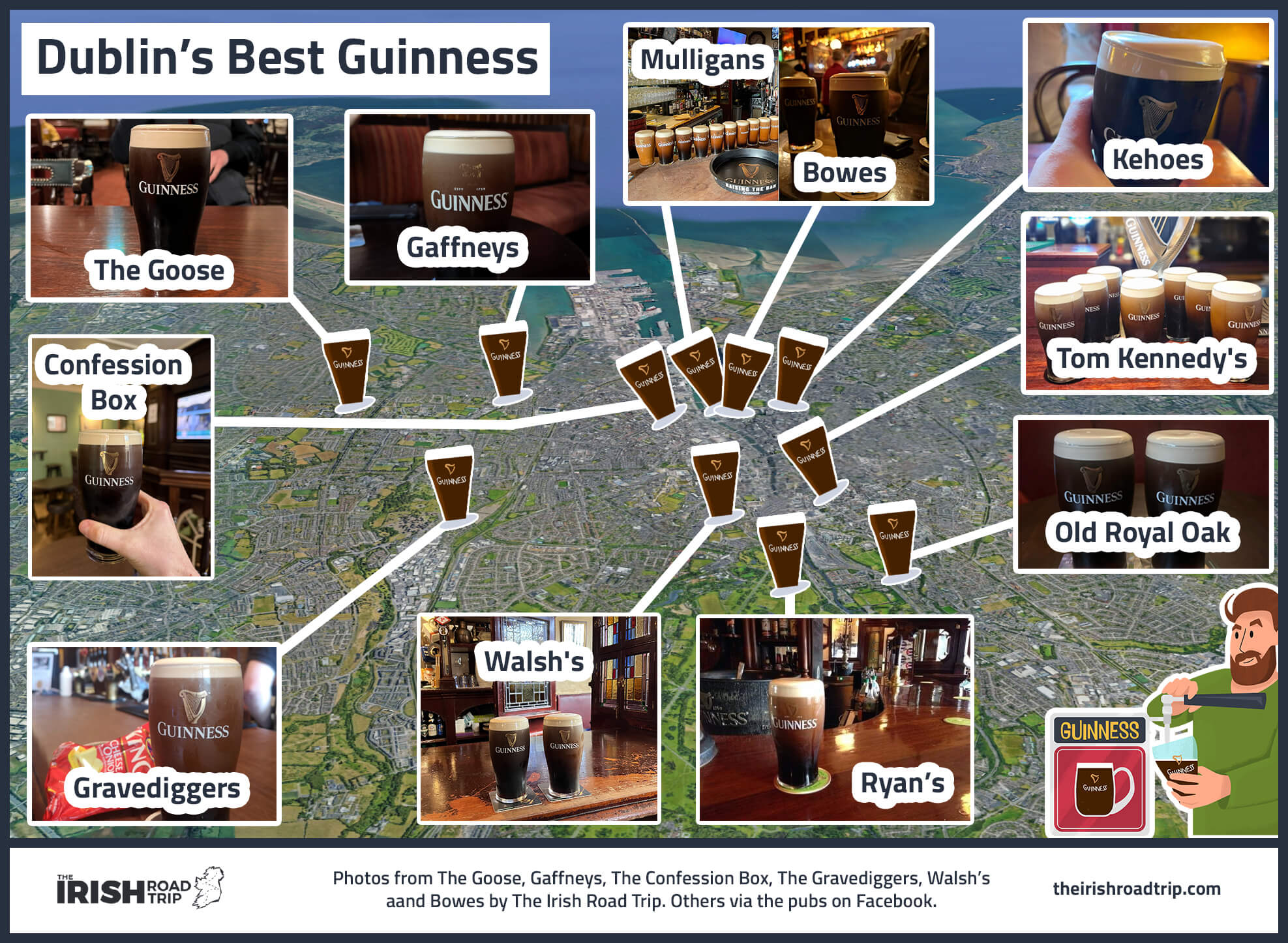 map showing the best pints of Guinness in Dublin