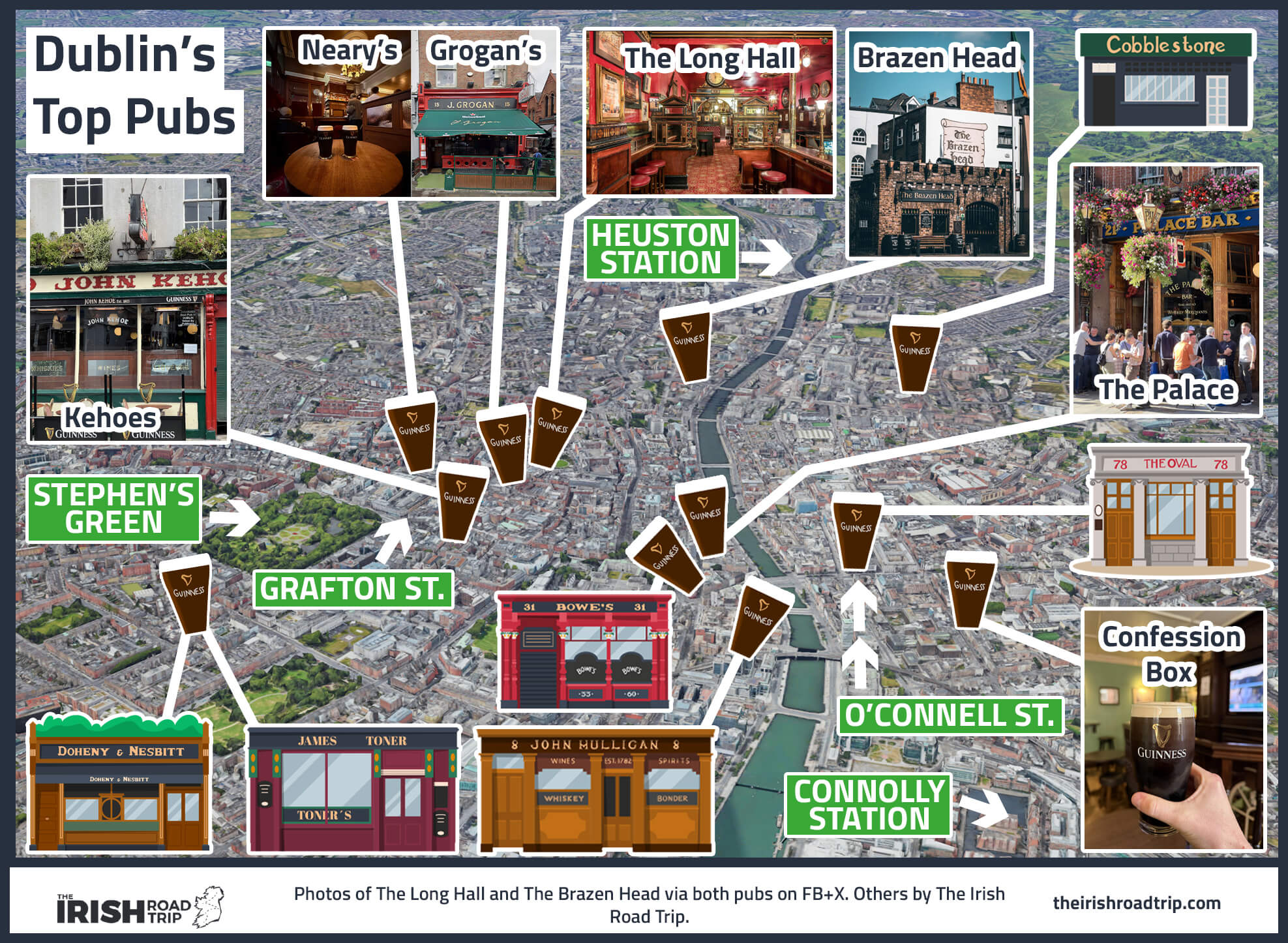 a map showing the best pubs in dublin city