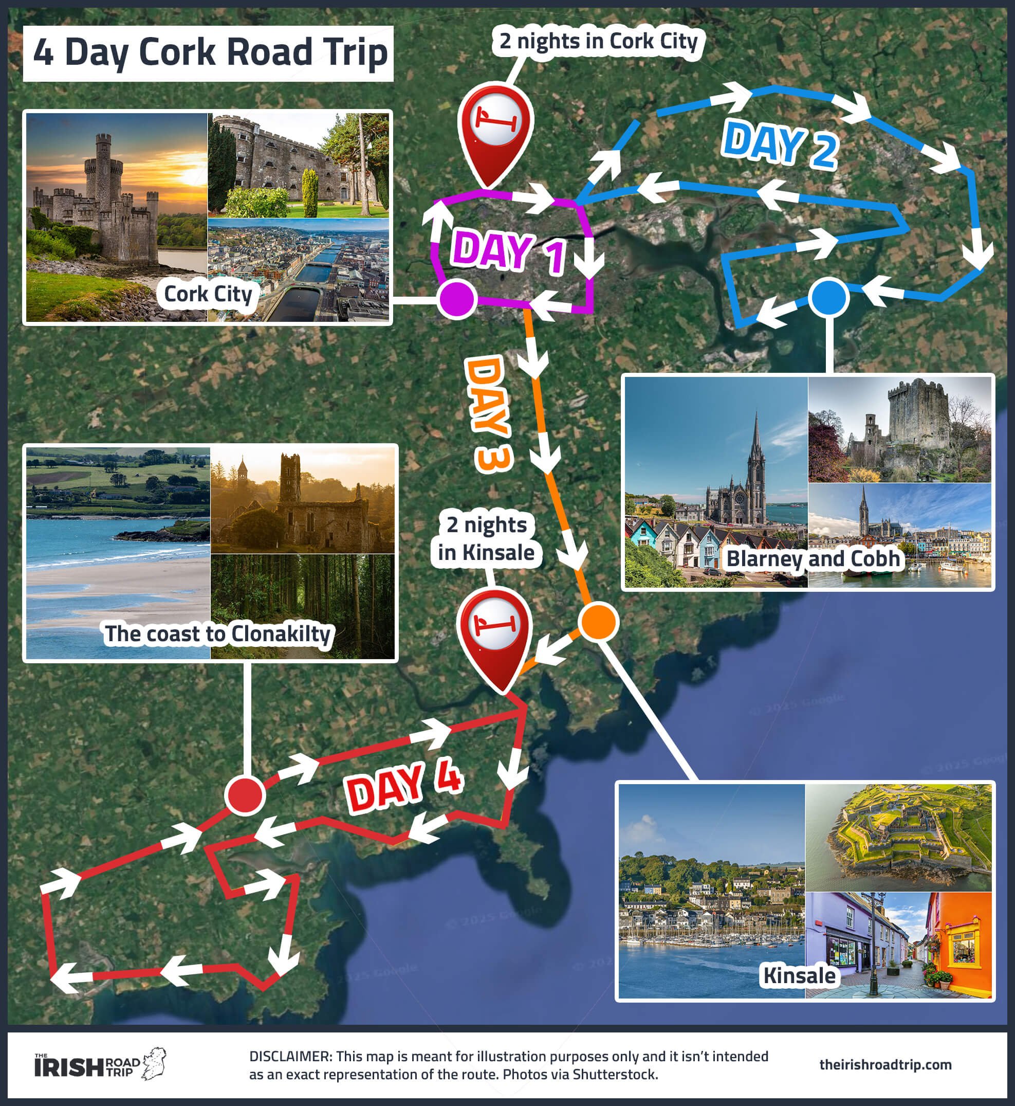 map showing cork itinerary
