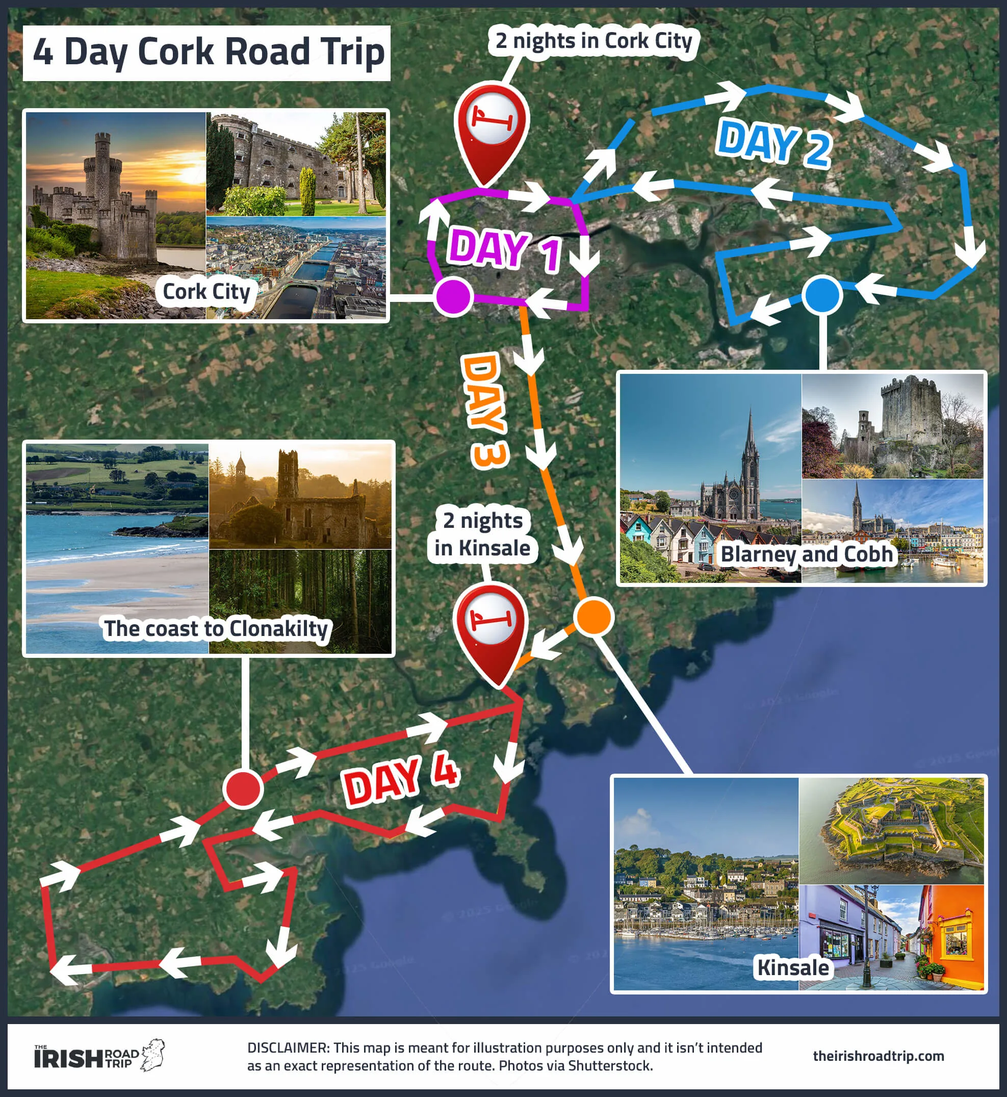 map showing cork itinerary