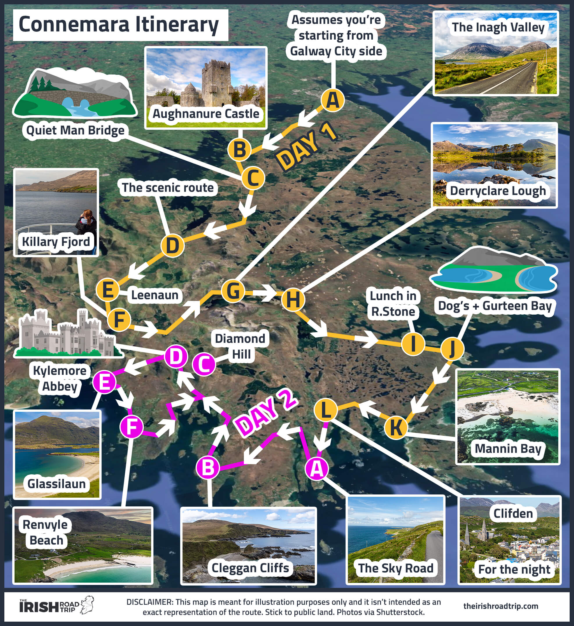 Map of Connemara National Park - Connemara Itinerary Map 1