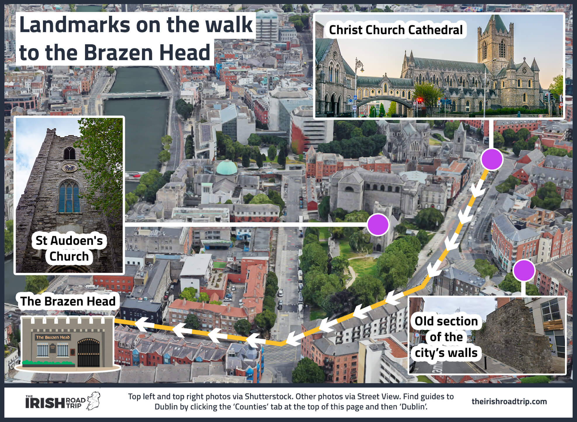 map showing the route to the brazen head