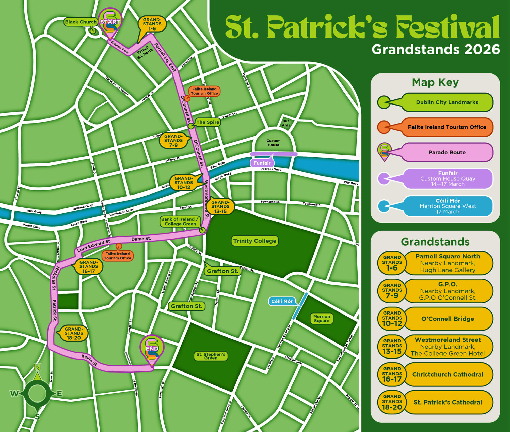 map of dublin st patricks day parade