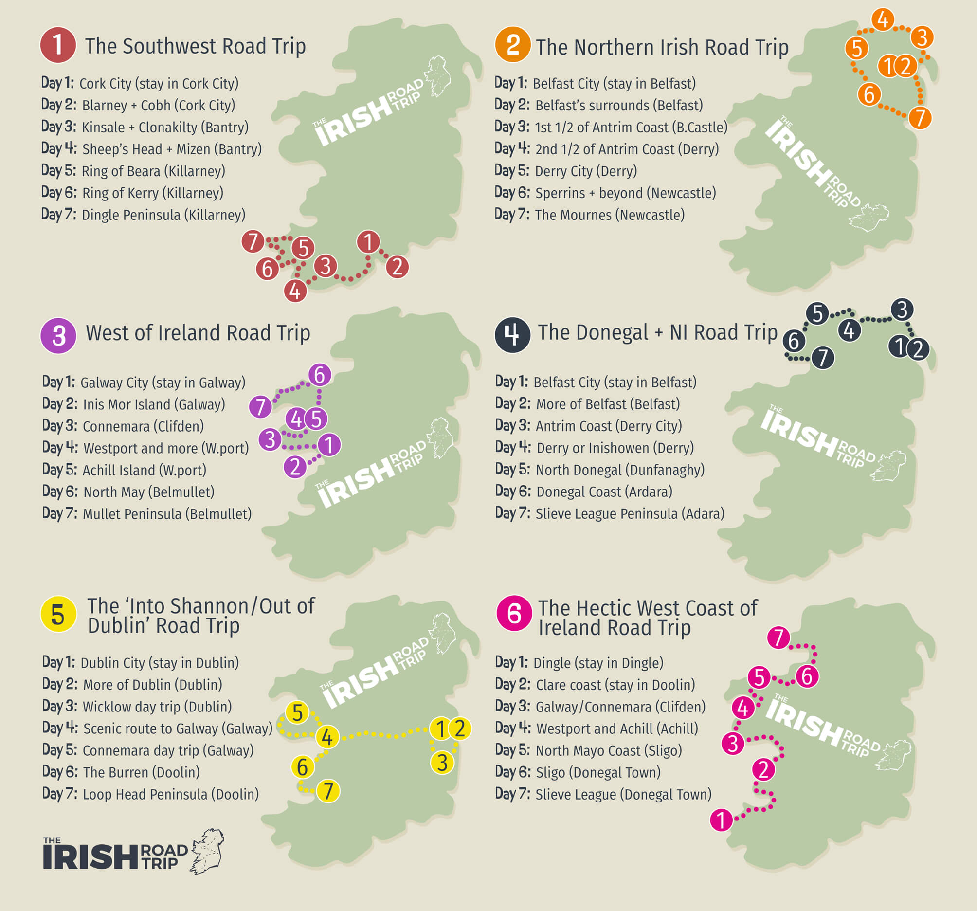 7 days in ireland map