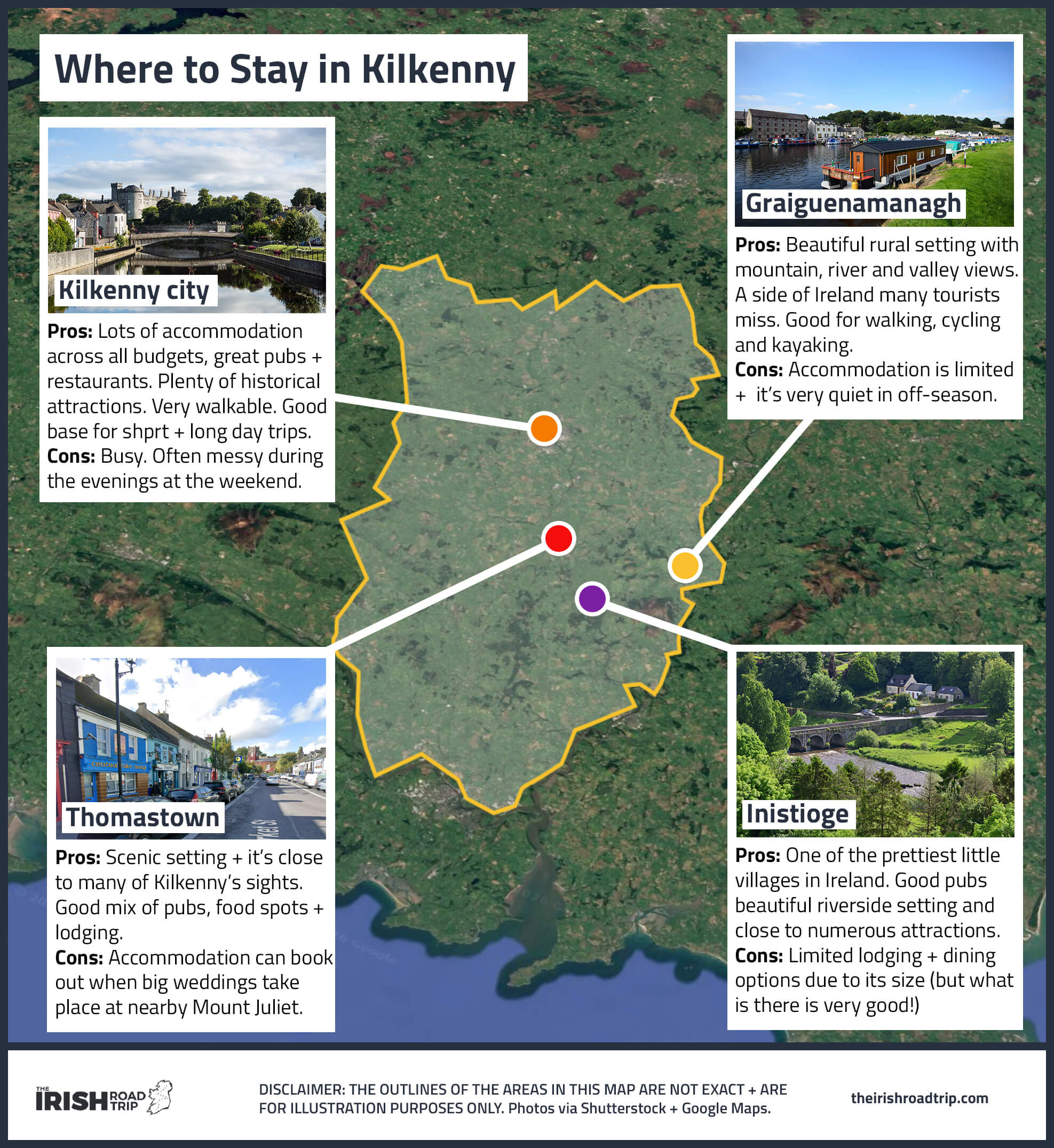 a map showing where to stay in Kilkenny