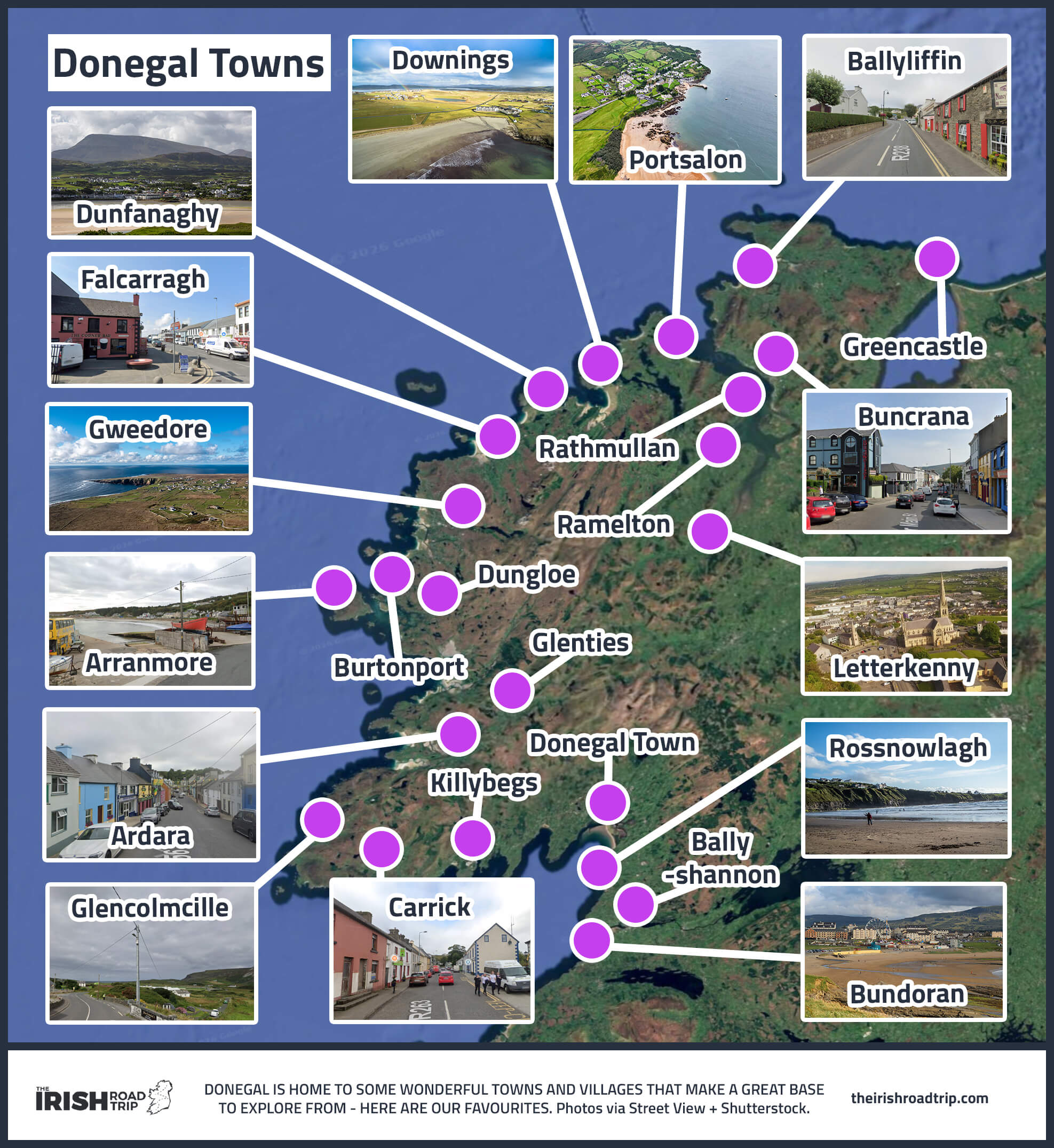 map showing other areas in Donegal to stay